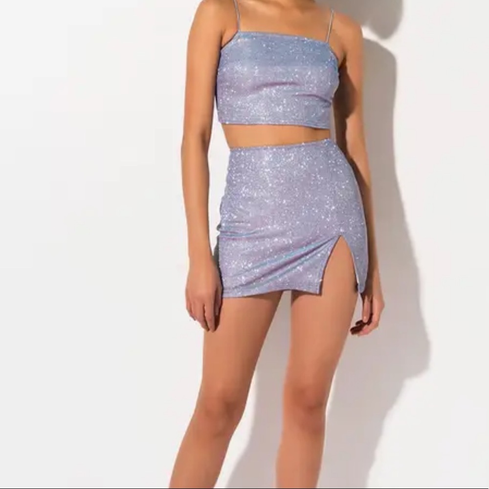 ShopAkira Purple Sparkly Two Piece Set